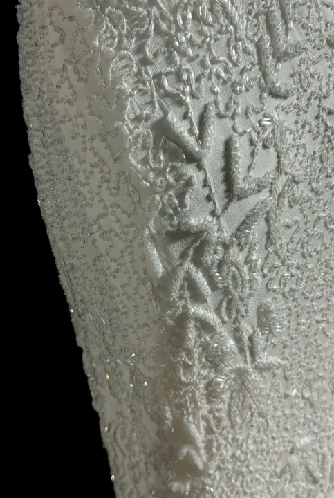 Gorgeous White Mermaid Satin Beaded Without Sleeves Long Prom Dress, Evening Dress C6618