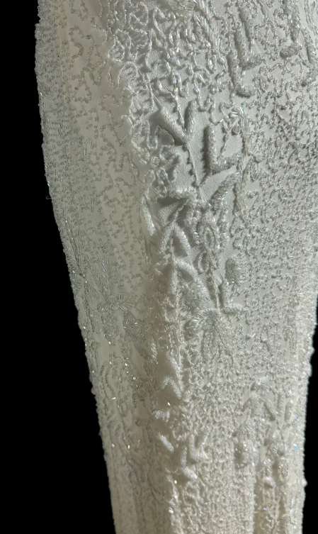 Gorgeous White Mermaid Satin Beaded Without Sleeves Long Prom Dress, Evening Dress C6618