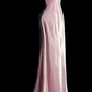 Pink Mermaid Satin Sequin Without Sleeves Long Prom Dress, Evening Dress C6619