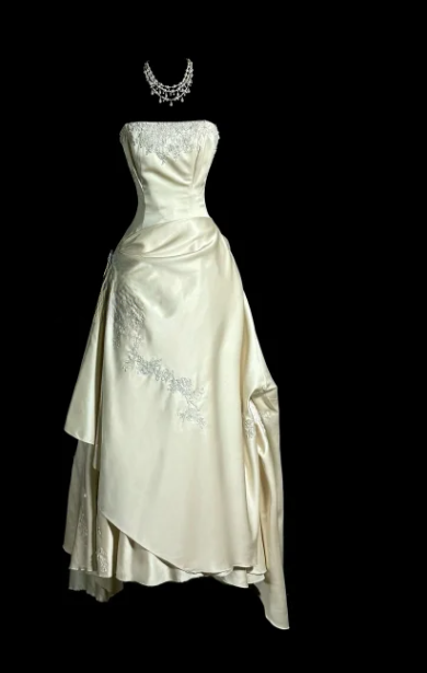 Pretty A Line Strapless Satin Lace Without Sleeves Long Prom Dress, Evening Dress C6620