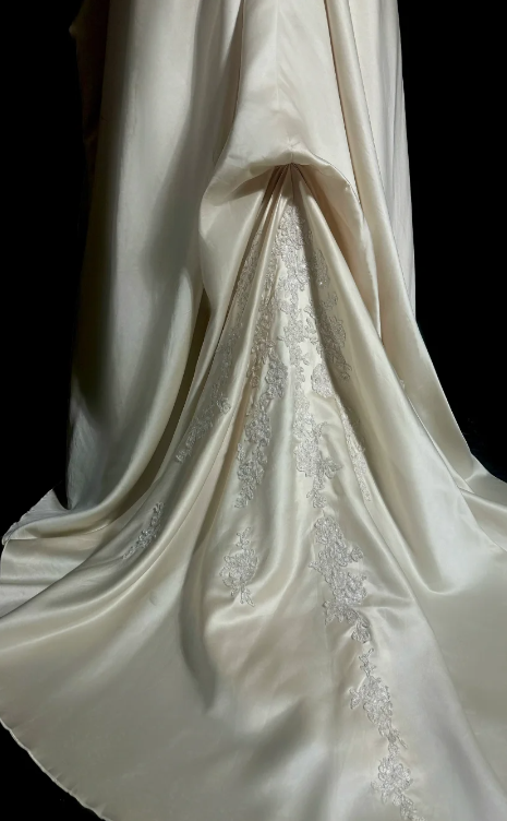 Pretty A Line Strapless Satin Lace Without Sleeves Long Prom Dress, Evening Dress C6620