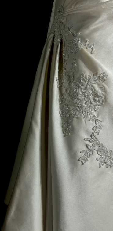 Pretty A Line Strapless Satin Lace Without Sleeves Long Prom Dress, Evening Dress C6620