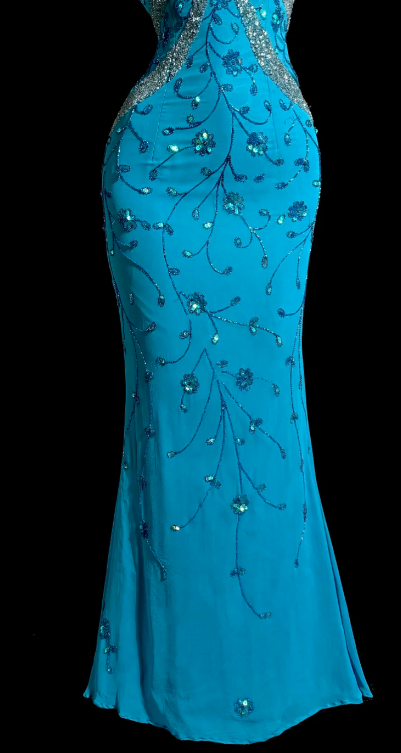 Charming Mermaid Spaghetti Straps Satin Sequin Beaded Without Sleeves Long Prom Dress, Evening Dress C6623