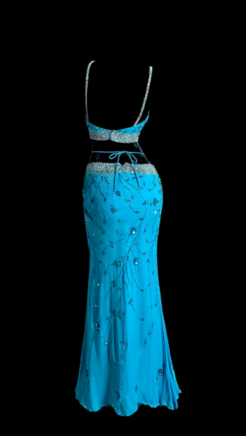 Charming Mermaid Spaghetti Straps Satin Sequin Beaded Without Sleeves Long Prom Dress, Evening Dress C6623