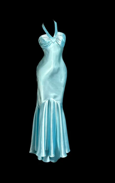 Elegant Mermaid Halter Satin Without Sleeves Long Prom Dress, Evening Dress C6624