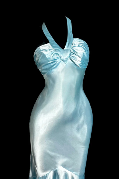 Elegant Mermaid Halter Satin Without Sleeves Long Prom Dress, Evening Dress C6624