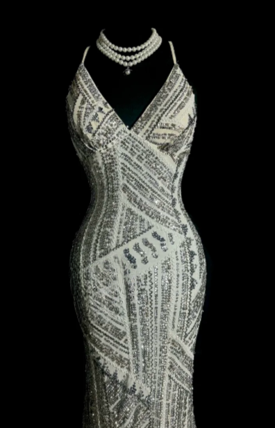 Gorgeous Shiny Mermaid Spaghetti Straps Satin Sequin Beaded Without Sleeves Long Prom Dress, Evening Dress C6625