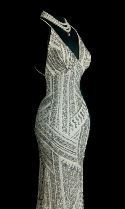 Gorgeous Shiny Mermaid Spaghetti Straps Satin Sequin Beaded Without Sleeves Long Prom Dress, Evening Dress C6625