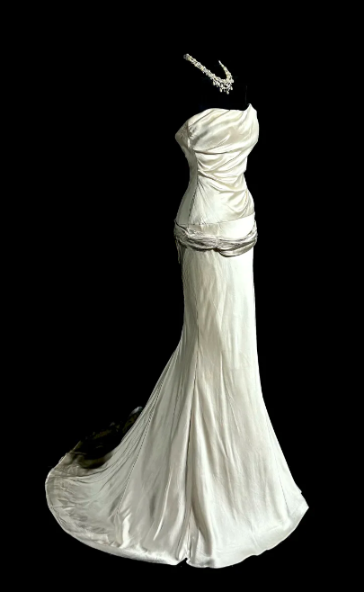 Classy Mermaid Strapless Satin Without Sleeves Long Prom Dress, Evening Dress C6626