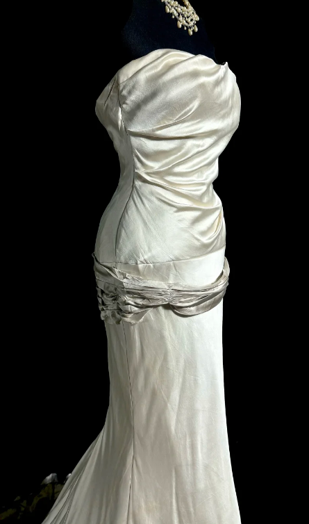 Classy Mermaid Strapless Satin Without Sleeves Long Prom Dress, Evening Dress C6626