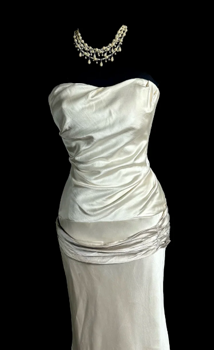 Classy Mermaid Strapless Satin Without Sleeves Long Prom Dress, Evening Dress C6626