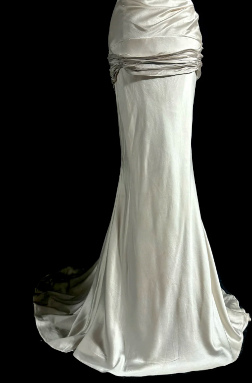 Classy Mermaid Strapless Satin Without Sleeves Long Prom Dress, Evening Dress C6626