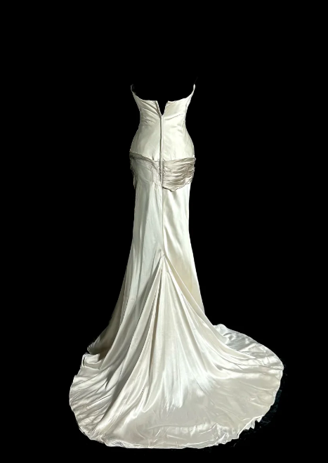 Classy Mermaid Strapless Satin Without Sleeves Long Prom Dress, Evening Dress C6626