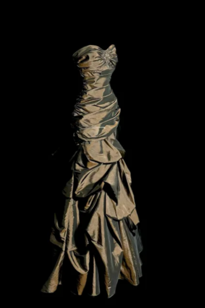 Vintage Mermaid Sweetheart Pleated Satin Without Sleeves Long Prom Dress, Evening Dress C6635