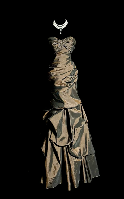 Vintage Mermaid Sweetheart Pleated Satin Without Sleeves Long Prom Dress, Evening Dress C6635