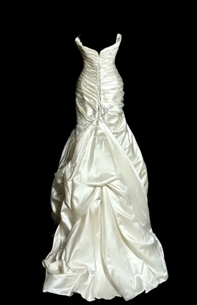 Elegant Mermaid Strapless Pleated Satin Without Sleeves Long Prom Dress, Evening Dress C6636