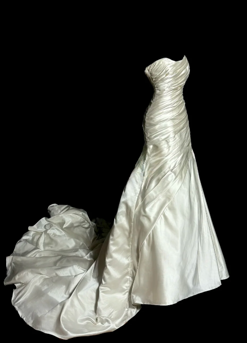 Elegant Mermaid Strapless Pleated Satin Without Sleeves Long Prom Dress, Evening Dress C6636