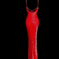 Charming Red Mermaid Spaghetti Straps Satin Beaded Backless Without Sleeves Long Prom Dress, Evening Dress C6637