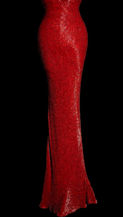 Charming Red Mermaid Spaghetti Straps Satin Beaded Backless Without Sleeves Long Prom Dress, Evening Dress C6637