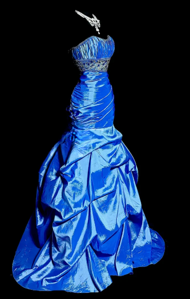 Retro Mermaid Strapless Pleated Satin Sequin Beaded Without Sleeves Long Prom Dress, Evening Dress C6638