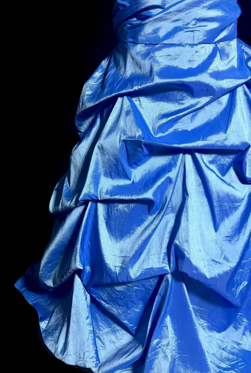 Retro Mermaid Strapless Pleated Satin Sequin Beaded Without Sleeves Long Prom Dress, Evening Dress C6638