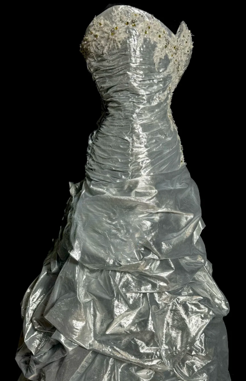 Chic Silver Mermaid Sweetheart Pleated Satin Applique Beaded Without Sleeves Long Prom Dress, Evening Dress C6639