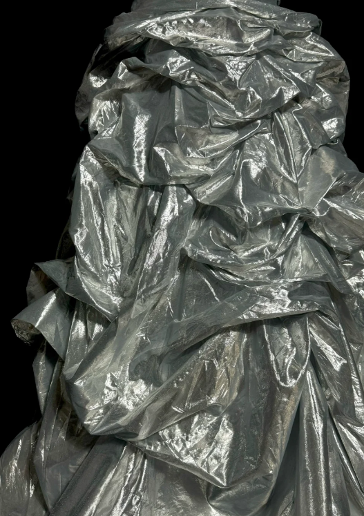 Chic Silver Mermaid Sweetheart Pleated Satin Applique Beaded Without Sleeves Long Prom Dress, Evening Dress C6639