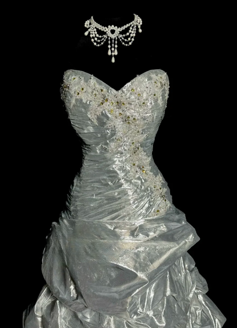 Chic Silver Mermaid Sweetheart Pleated Satin Applique Beaded Without Sleeves Long Prom Dress, Evening Dress C6639