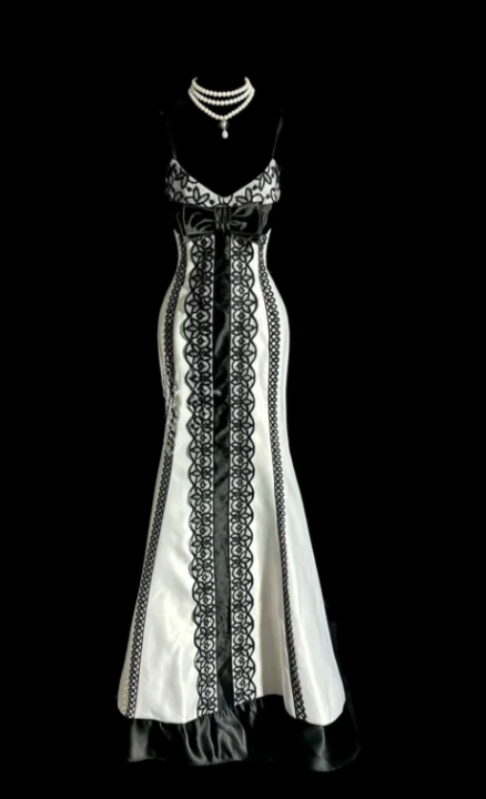 Sexy Mermaid Spaghetti Straps Satin Lace Without Sleeves Long Prom Dress, Evening Dress C6640