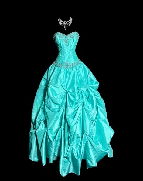 Pretty Ball Gown Strapless Satin Beaded Without Sleeves Long Prom Dress, Evening Dress C6641