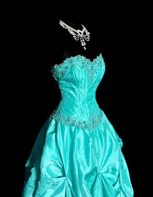 Pretty Ball Gown Strapless Satin Beaded Without Sleeves Long Prom Dress, Evening Dress C6641