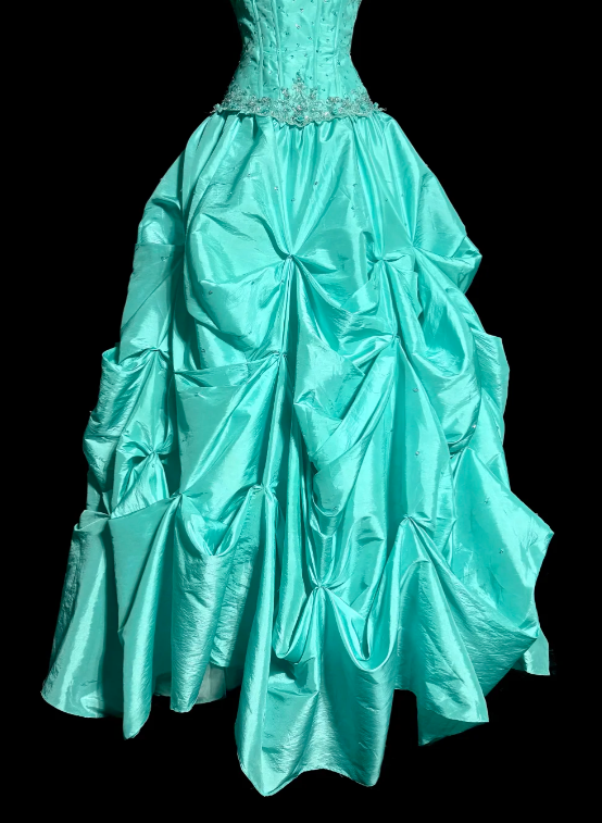 Pretty Ball Gown Strapless Satin Beaded Without Sleeves Long Prom Dress, Evening Dress C6641