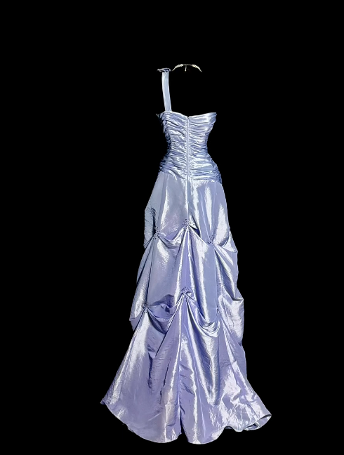 Lilac Ball Gown One Shoulder Satin Beaded Without Sleeves Long Prom Dress, Evening Dress C6642