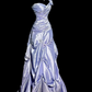 Lilac Ball Gown One Shoulder Satin Beaded Without Sleeves Long Prom Dress, Evening Dress C6642