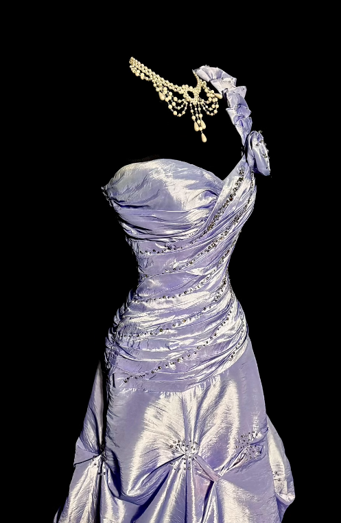 Lilac Ball Gown One Shoulder Satin Beaded Without Sleeves Long Prom Dress, Evening Dress C6642