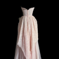 Sweet Ball Gown Pink Strapless Chiffon Lace Without Sleeves Long Prom Dress, Evening Dress C6643