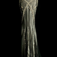 Vintage Mermaid V Neck Satin Beaded Without Sleeves Long Prom Dress, Evening Dress C6645