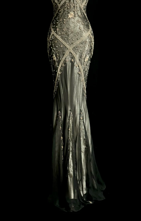 Vintage Mermaid V Neck Satin Beaded Without Sleeves Long Prom Dress, Evening Dress C6645