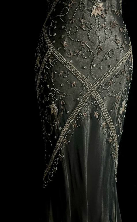 Vintage Mermaid V Neck Satin Beaded Without Sleeves Long Prom Dress, Evening Dress C6645