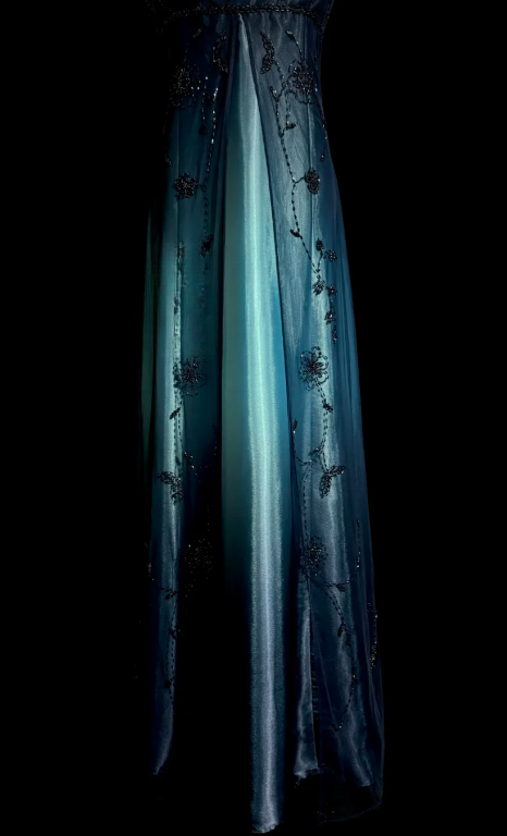 Retro Gradient A Line Spaghetti Straps Satin Tulle Beaded Without Sleeves Long Prom Dress, Evening Dress C6648