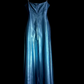 Retro Gradient A Line Spaghetti Straps Satin Tulle Beaded Without Sleeves Long Prom Dress, Evening Dress C6648