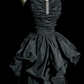 Princess A Line Strapless Black Satin Without Sleeves Long Prom Dress, Evening Dress C6653