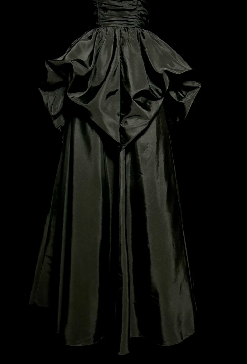 Princess A Line Strapless Black Satin Without Sleeves Long Prom Dress, Evening Dress C6653