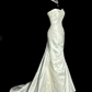 Elegant Mermaid Strapless Satin Beaded Without Sleeves Long Prom Dress, Evening Dress C6655