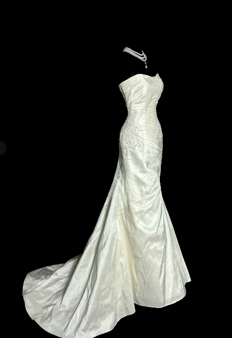 Elegant Mermaid Strapless Satin Beaded Without Sleeves Long Prom Dress, Evening Dress C6655