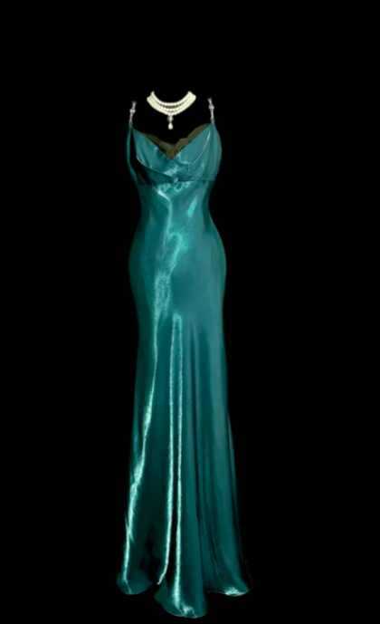 Simple Chic Mermaid Spaghetti Straps Satin Without Sleeves Long Prom Dress, Evening Dress C6657