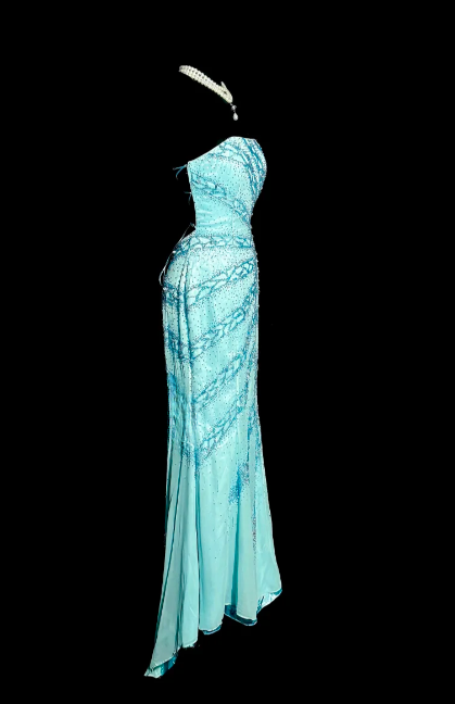 Gorgeous Mermaid Strapless Chiffon Beaded Without Sleeves Long Prom Dress, Evening Dress C6658