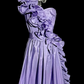 Pretty Mermaid One Shoulder Satin Ruffle Without Sleeves Long Prom Dress, Evening Dress C6659