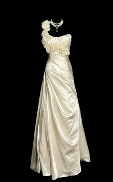 Elegant A Line One Shoulder Satin Applique Without Sleeves Long Prom Dress, Evening Dress C6660