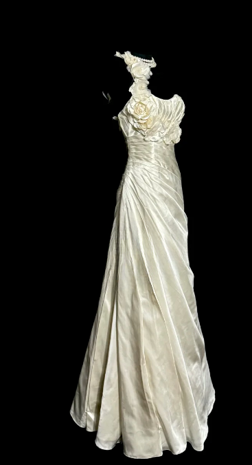 Elegant A Line One Shoulder Satin Applique Without Sleeves Long Prom Dress, Evening Dress C6660